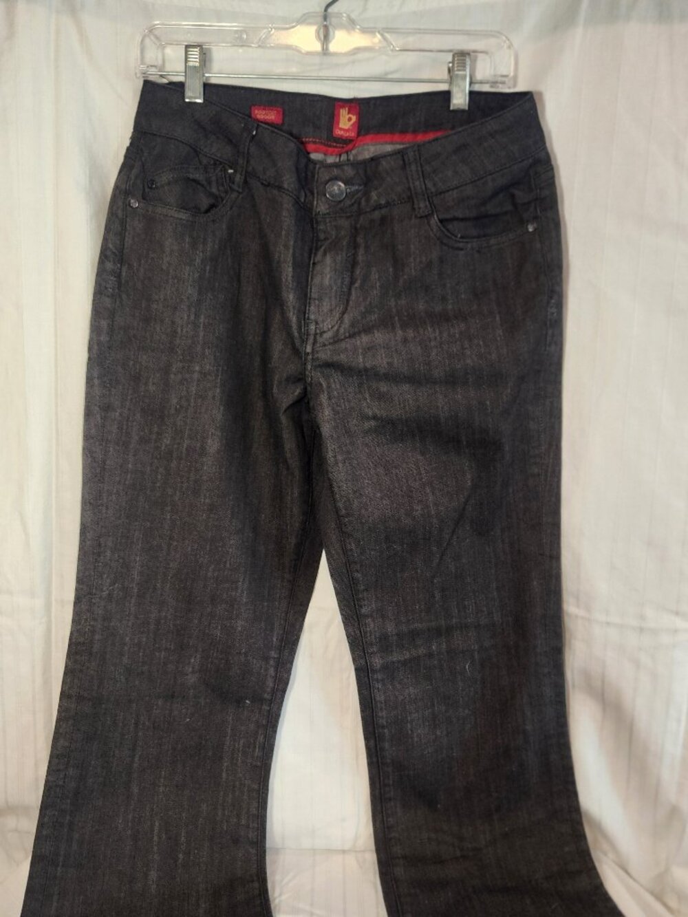 Sasson Bootcut Boogie Black Endless Wash Embroidered Pocket Jeans Size 10